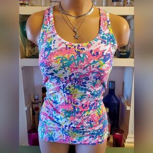 Rue21 Racerback Tank Top Womens S. Y2K Rave Vibrant Neon Stretchy Bam Pow NWOT